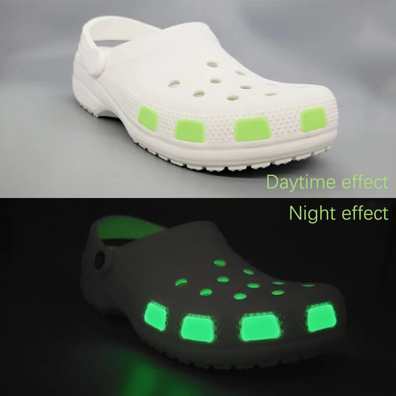 Accesorios de zapatos cuadrados fluorescentes para niños, niñas y hombres, accesorios de zapatos a juego DIY, decoración de zapatos Manual, moda