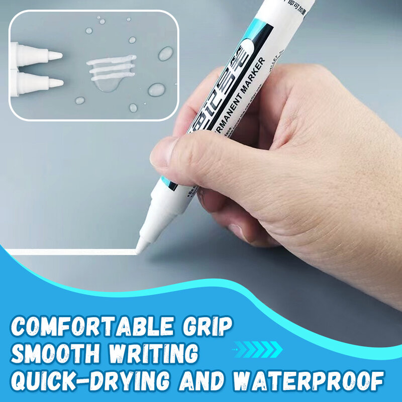 1/4 buah pena spidol grafiti putih berminyak tahan air pensil kepala panjang permanen pertukangan kapur DIY spidol ujung untuk alat warna