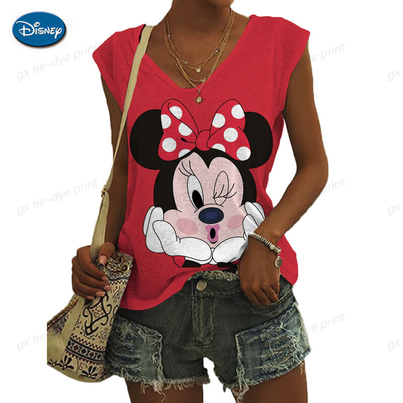 Vrouwen Mouwloze Zomer Vest Vrouwelijke Harajuku Tank Tops Voor Vrouwen Dames T-shirt 2023 Disney Mickey Mouse Print Tank Top
