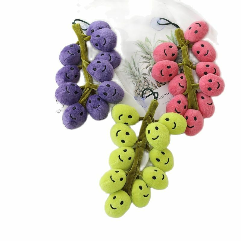 Cute Bunch of Grape Dolls Plush Toys Imitation Summer Black Doll Green Red Suction Cup Small Pendant Photo Props Girl Gift
