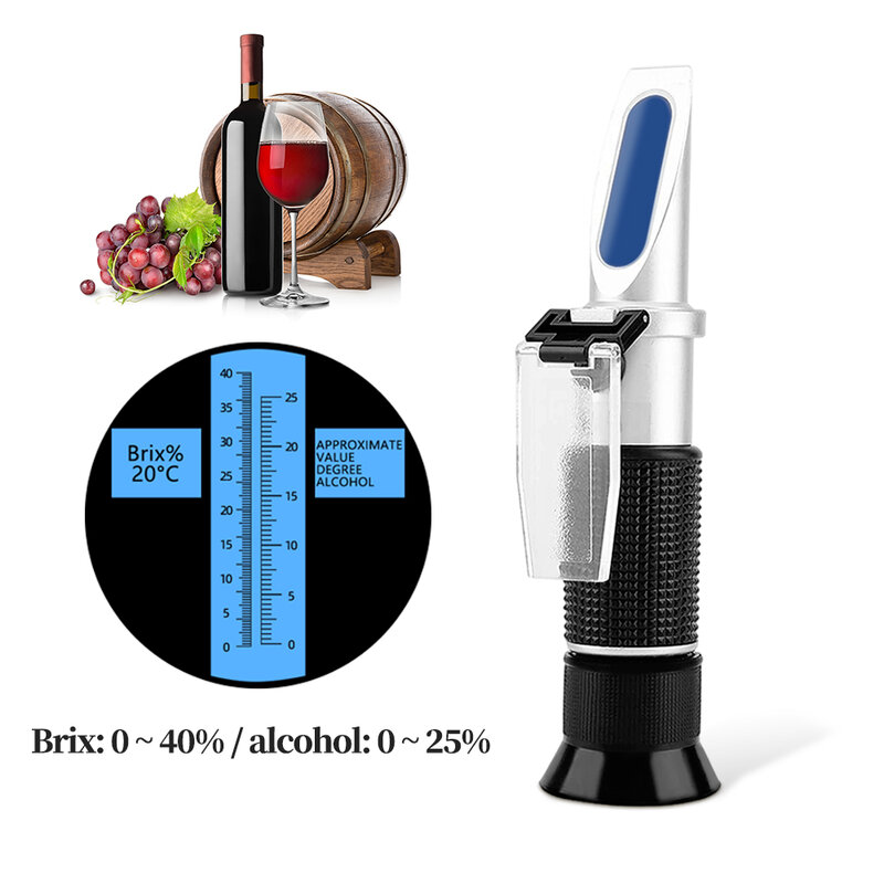 Refraktometer Alle arten Brix Alkohol Salzgehalt Handheld Refraktometer Wein Bier Zucker Obst Gemüse Saft mit ATC