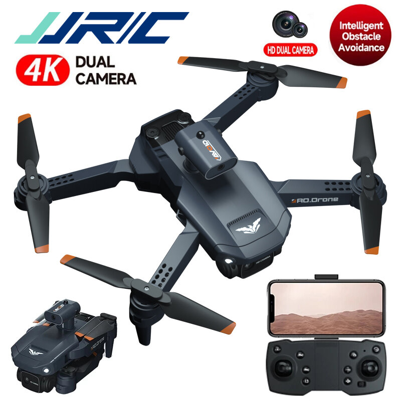 JJRC-Dron plegable H106 RC con evitación de obstáculos, 6 canales, giroscopio, cuadricóptero 4K, cámara Dual, helicóptero RC, juguetes para niños