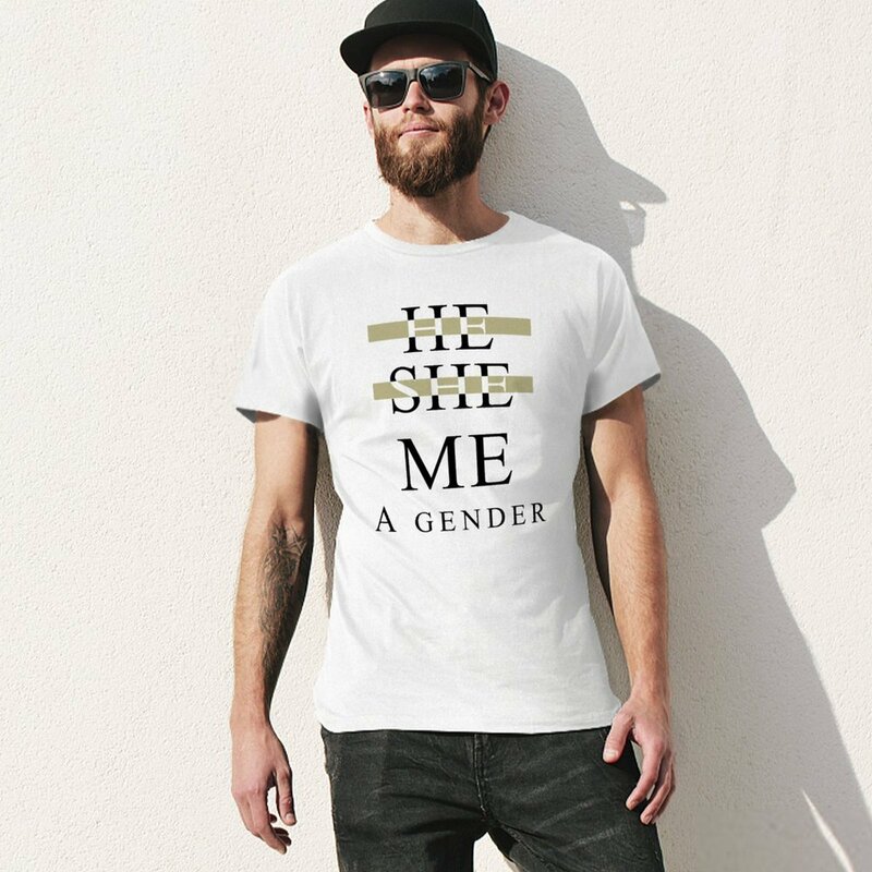 Kaus He She Me A Gender untuk anak laki-laki, pakaian estetika cetak hewan cepat kering, Kaus katun pria