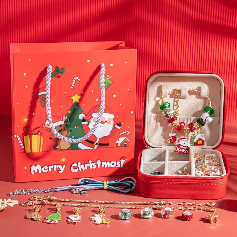 산타클로스 DIY 크리스마스 팔찌 세트, 조정 가능한 크리스마스 트리, 산타클로스 팔찌, DIY 어린이 팔찌 키트