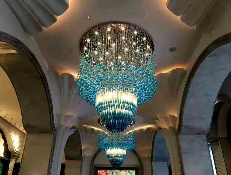 التخصيص فندق الزجاج الأحجار الزخرفية مصابيح السقف الثريا ل كبير طاولة الرمل قسم المبيعات قلادة مصباح
