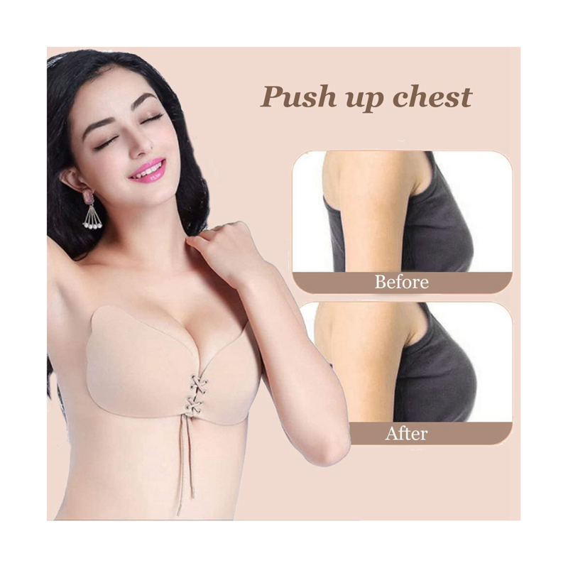Adhesive Bra Strapless Sticky Invisible Push Up Silicone Bra for Backless Dress Women Sexy Backless Black Size B