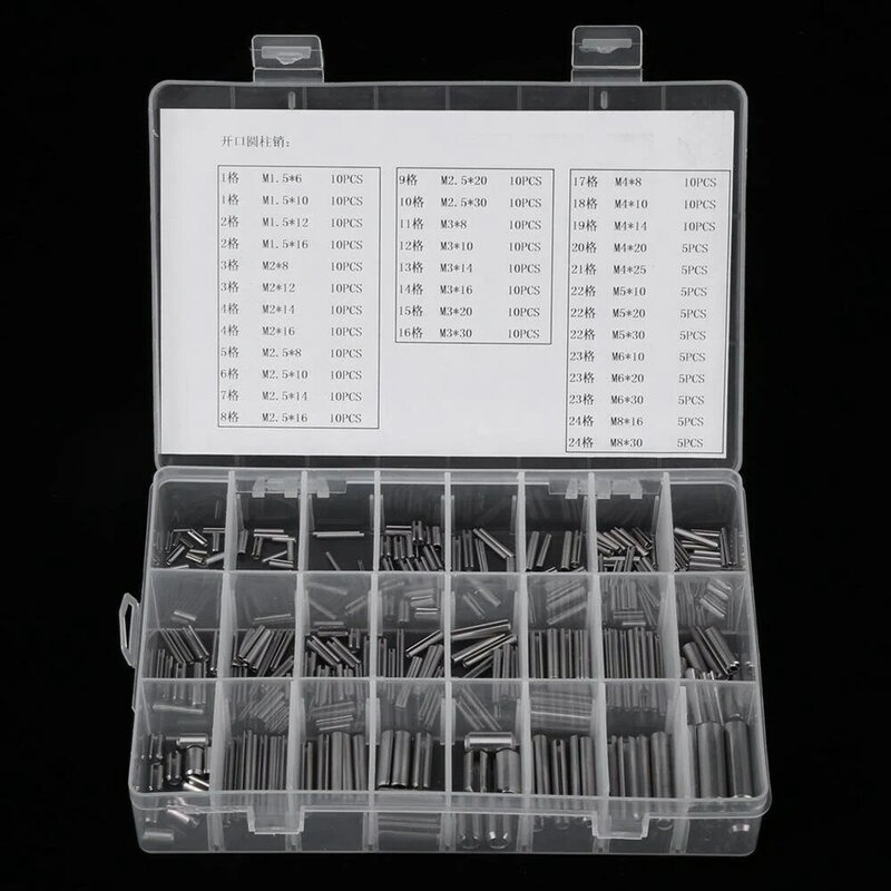 280Pcs Stainless Steel Spring Pin Tension Elastic Cylindrical Cotter Pins Set M1.5 M2 M2.5 M3 M4 M5 M6 M8 Dowel