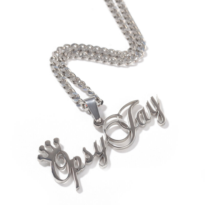Uwin – collier avec lettres personnalisées, en acier inoxydable, bijoux hip hop à la mode
