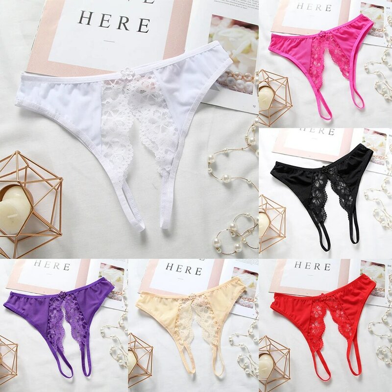 Women Lace Panties Thong G-string Sexy Lingerie For Ladies Underwear Crotchless T-back Hollow Erotic Briefs See-through Knickers
