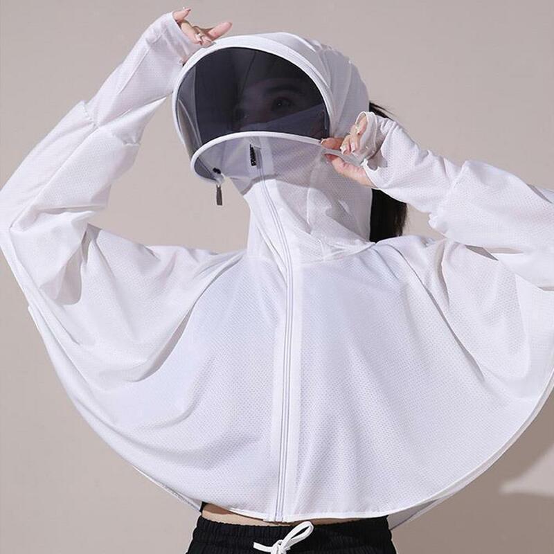 1 szt. Lodowy jedwab ochrona UV kurtka wiatrówka z kapturem cienka oddychająca czapka kominiarka letnia maska przeciwsłoneczna lodowy jedwab przeciwsłoneczna