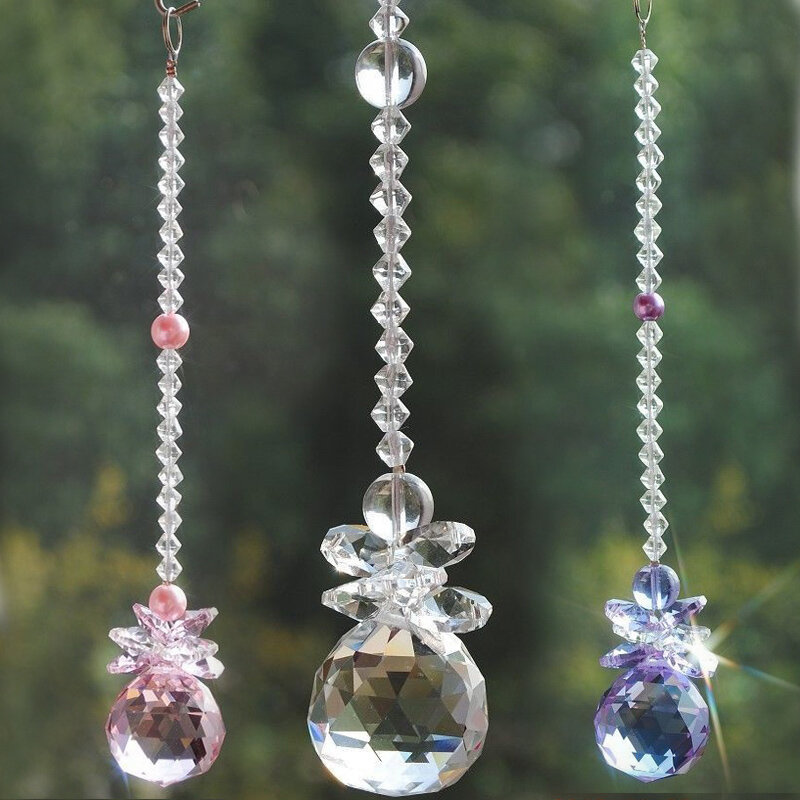 Pryzmat z kryształowej kuli łapacz światła tęczowe wisiorki wiszące kryształy pryzmaty do okien domu ogród bożonarodzeniowy ślub