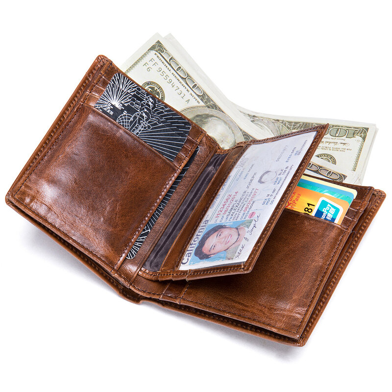 Portefeuille en cuir véritable pour homme, porte-cartes de crédit, poche à monnaie, sac à main noir classique court, porte-photo, porte-passeport, cadeau pour mari