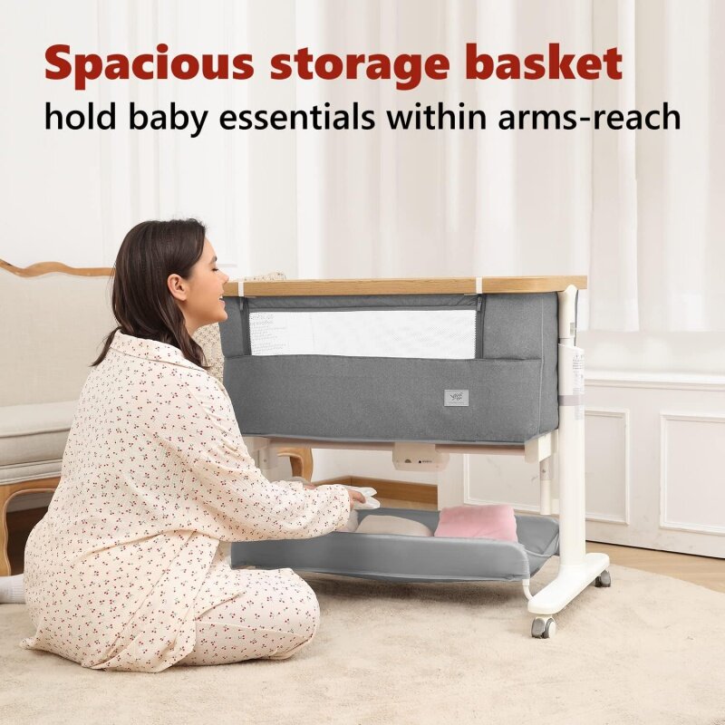 Rocking bassinet for baby electric bassinet bedside sleeper 2 rocking motion baby crib co sleeper for newborn baby 5 height adju