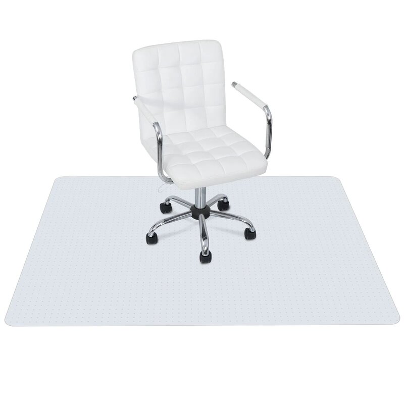 60x46 inch Chair Pad Anti Slip PVC Floor Carpet Protection For Desk Home Office White-
