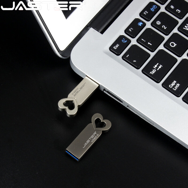 Jaster ฟรีโลโก้ที่กำหนดเองปากกาบนหัวใจไดรฟ์128GB แฟลชไดร์ฟ USB โลหะสวย64GB ของขวัญแต่งงานแบบสร้างสรรค์หน่วยความจำ32GB 16GB