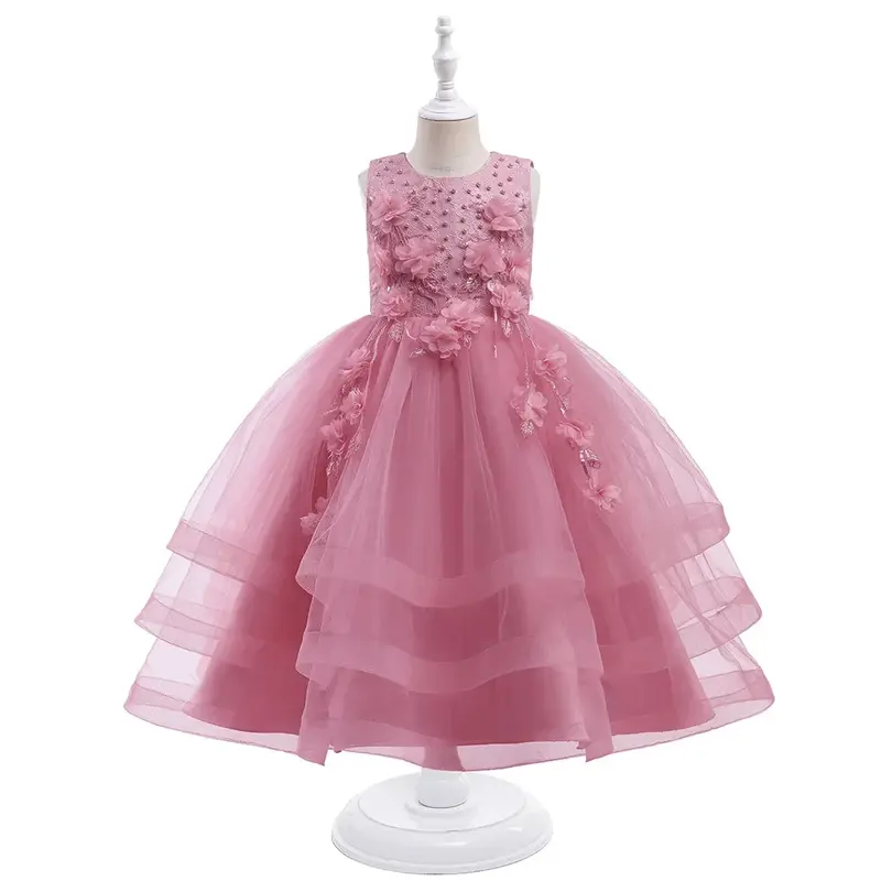 Children's dress, princess dress, cross-border new children's clothing, flower children's mesh puffy skirt, girl's hosting piano