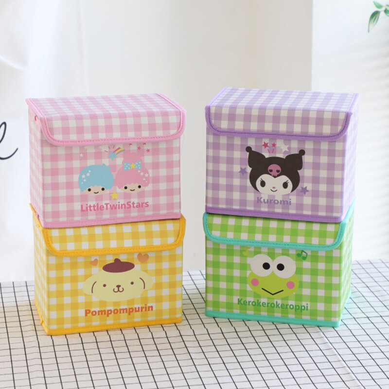Sanrio Hello Kitty Desktop Storage Box Cute Kuromi Cinnamoroll Sundries Toy Underwear Cosmetic Stationery Organizer Basket