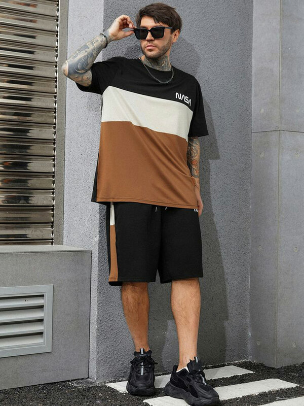 Camiseta de manga curta masculina e conjunto de shorts de verão, conjunto de impressão 3D masculino todos os dias ao ar livre, shorts de praia, camiseta de moda urbana de rua