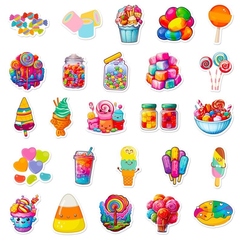 10/30/50PCS Cute Rainbow Candy Colorful Decoration Scrapbooking PVC Sticker Aesthetic Korean Stationery School Supplies for Kids