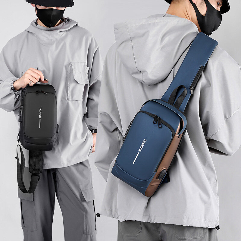 Tas Pinggang penyimpanan kapasitas besar, tas selempang portabel, tas bahu komuter ringan, tas selempang warna Solid Mini