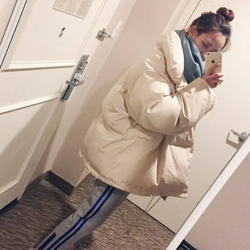 Jaqueta acolchoada grossa feminina, casaco casual de pão curto solto, casaco de algodão, nova moda, inverno, 2023