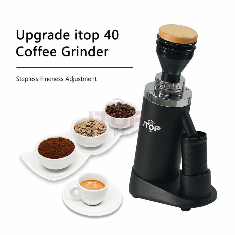 ITOP 커피 그라인더 머신, 플랫 티타늄 버 파우더 그라인딩 머신, 무단 에스프레소 커피, ITOP40, 64mm