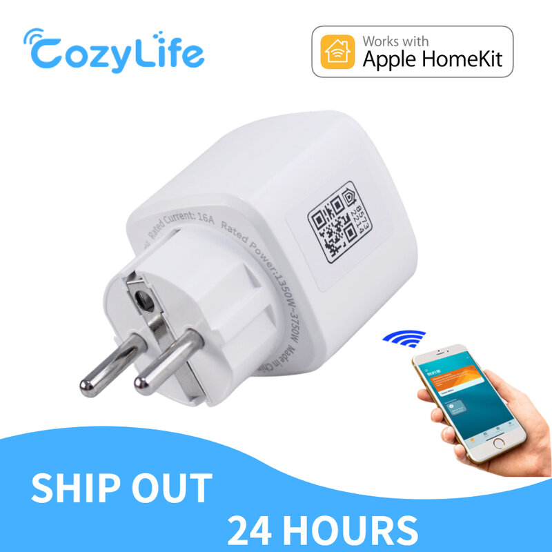Apple HomeKit และ CozyLife Wi-Fi Smart Outlet 15A Siri Voice Alexa Google Home Alice Home Assistant Timer Switch