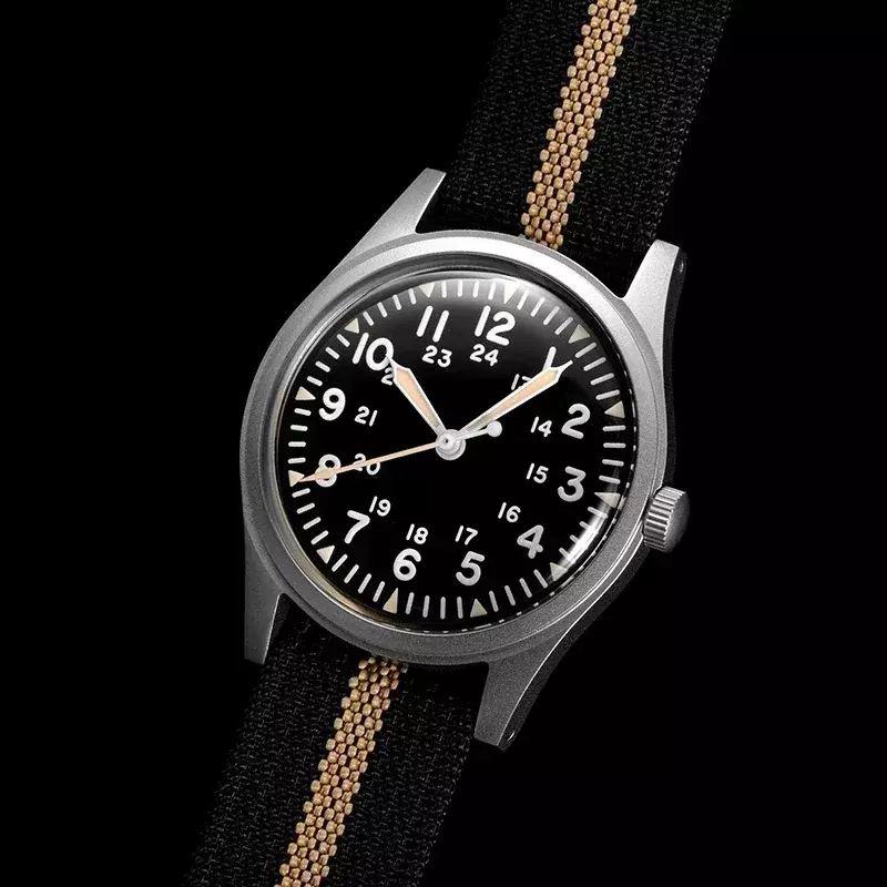 RDUNAE RA03 G10 34.5mm zegarek wojskowy Retro 316L ze stali nierdzewnej K1 szkiełko mineralne sportowy kwarcowy zegarek męski Pilot