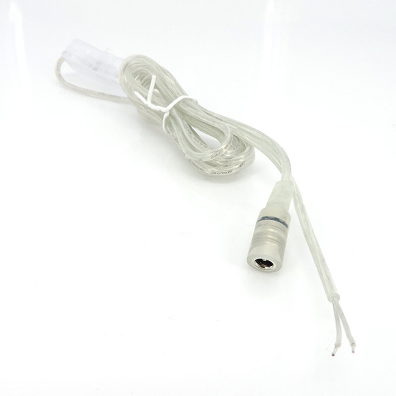 Cable hembra de 2M 22awg DC 12V, Conector de botón de interruptor 304, Cable de fuente de alimentación de extensión, 5,5 x mm, 2,1mm, transparente, A7