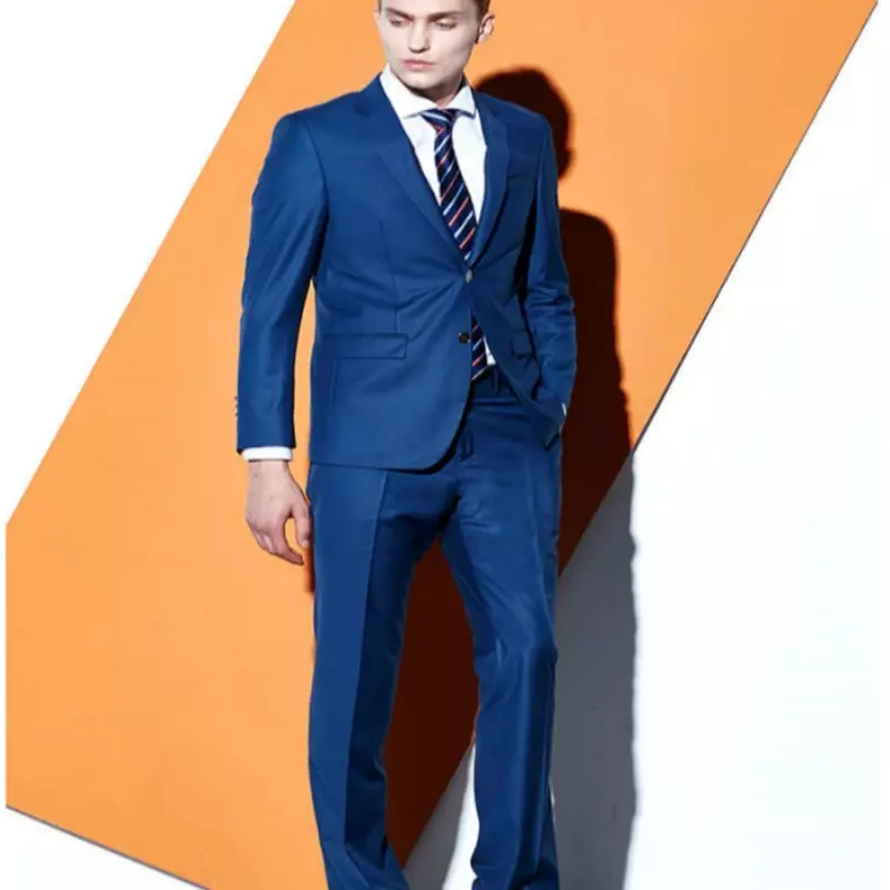 Traje Formal ajustado para hombre, esmoquin de 2 piezas, chaqueta personalizada con pantalones, trajes de boda, color Burdeos