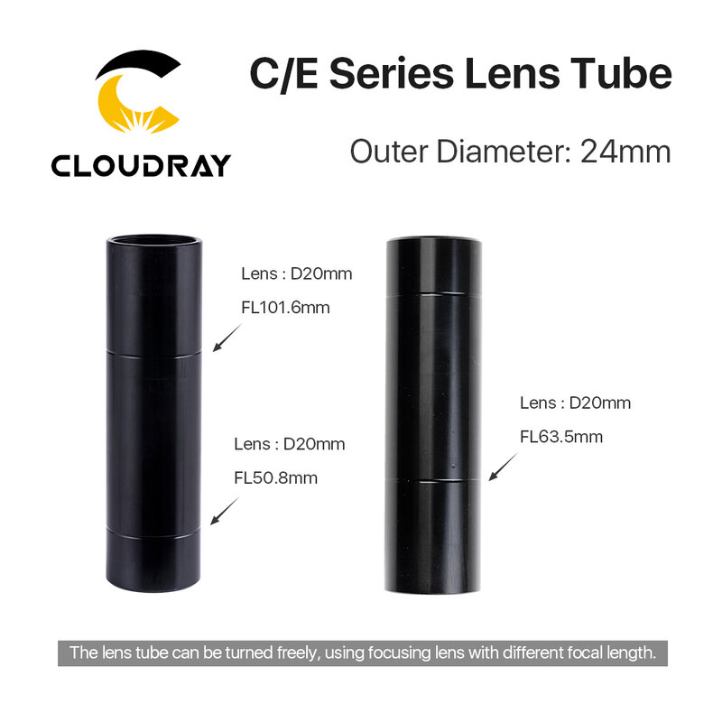 Cloudray-Tubo de lente CO2 O.D.24mm para D20 F50.8/63,5/101,6mm, lente para máquina de grabado y corte láser Serie C & E CO2