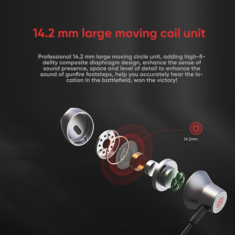 Asli baru ZTE Nubia RedMagic Earphone Gaming tipe-c/3.5mm earbud Earphone merah Magic Headset kabel untuk merah Magic 8 Pro