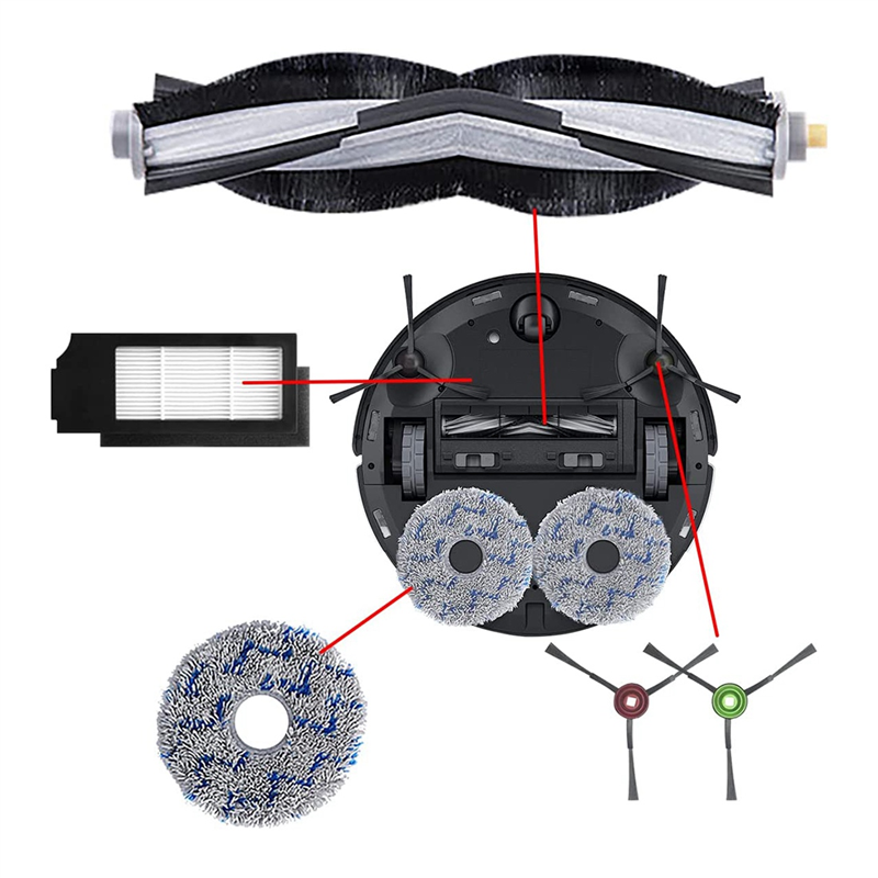 Аксессуары для робота-пылесоса Ecovacs X1 Omni Turbo, запасные части, основная щетка, ролик, боковая щетка, фильтр, насадки для швабры, мешок для пыли