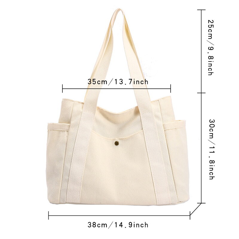 Modis kesederhanaan tas bahu Multi fungsional tas belanja wanita kanvas pola teks seri tas bahu tas tangan