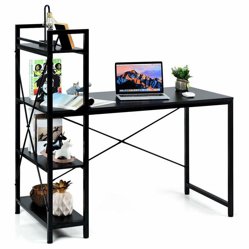 Costway - 47.5 Inch Writing Study Compume Office Workstation, 47.5 Tower Desk with Stestable Feet Pad, gift for friends