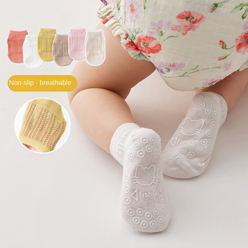Summer Mesh Thin Cotton Baby Socks Non-Slip Floor Socks Baby Children's Short Socks Cotton Socks Newborn 0-1Years