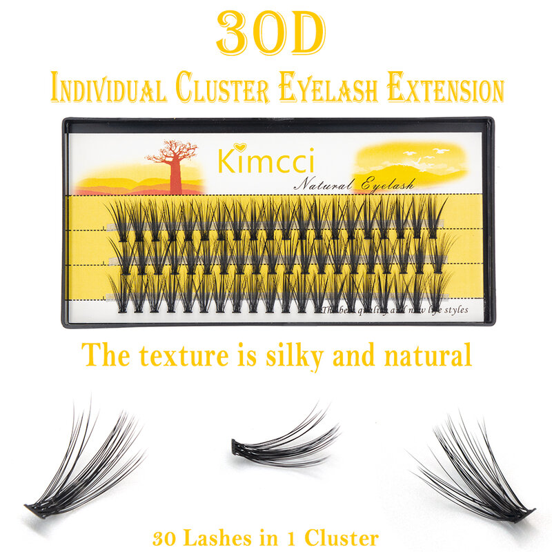 Kimcci 60รวมกลุ่ม Mink Eyelash Extension ธรรมชาติ3D รัสเซีย Faux ขนตาแต่ละ30D Cluster Lashes แต่งหน้า Cilia