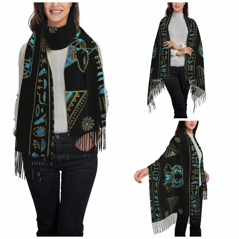 Egyptian Cats Scarf for Womens Fall Winter Cashmere Shawl Wrap Ancient Egypt Long Large Shawl Scarf for Evening Dress