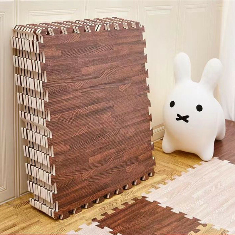 Alfombra de espuma de madera de 8 piezas para bebé, tapete de actividades de madera de 30x30cm, gruesa de 1,2 cm, para sala de juegos