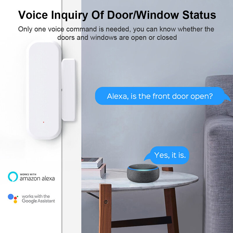 Tuya WiFi/Zigbee Smart Door And Window Sensor Magnetic Security Alarm Smartlife APP Remote Monitor Works With Alexa Google Home