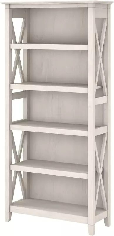 Key West Bookcase Shelf in Linen White Oak | Farmhouse Bookshelf Display Cabinet for Library, Bedroom, Living Roo