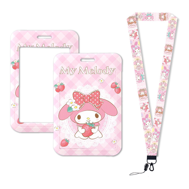 Hello Kitty ID Badge Holder, Neck Strap Pendant, colhedores para meninas, Kuromi Lanyard, titular do cartão de crédito, Neck Lanyards, W Melody