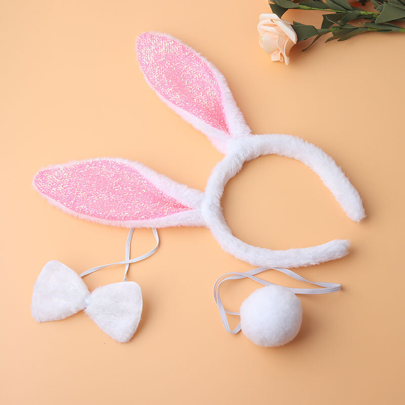 3 Teile/satz Nette Ostern Erwachsene Kinder Kaninchen Ohr Stirnband Prop Plüsch Haarband Kleid Kostüm Bunny Ohr Haarband Party Dekoration