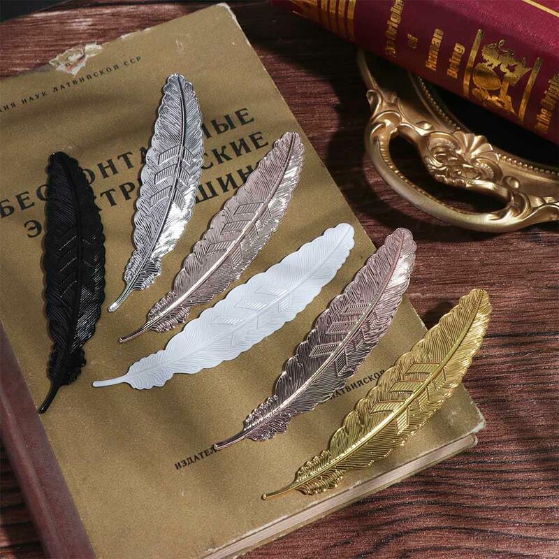 Ethnic Style Metal Feather Bookmark DIY Handmade Retro Bookmark Beautiful Creative Feather Pendants Bookmark Student Gifts