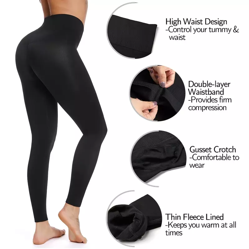 Vaslanda-Pantalones adelgazantes para mujer, de cintura alta Jeggings, bragas de Control de barriga, leggings sin costuras, pantalones moldeadores, pantalones de entrenamiento de cintura
