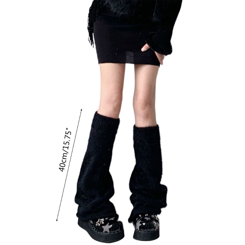 MXMA Penghangat Kaki Siswa Menyala Wanita Harajuku Tebal Berbulu Manset Bot Kaus Kaki Lutut Tinggi