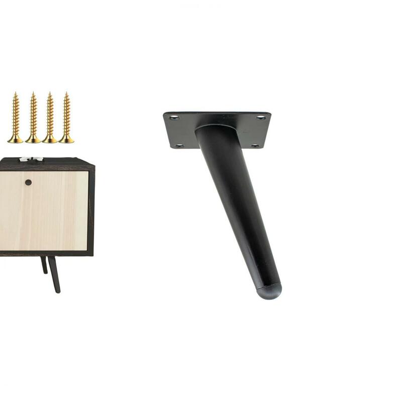 Patas de Metal simples para muebles, alfombrilla de goma antideslizante para sillas, mesas y sofás, pies de soporte para gabinete, color negro, 6 pulgadas
