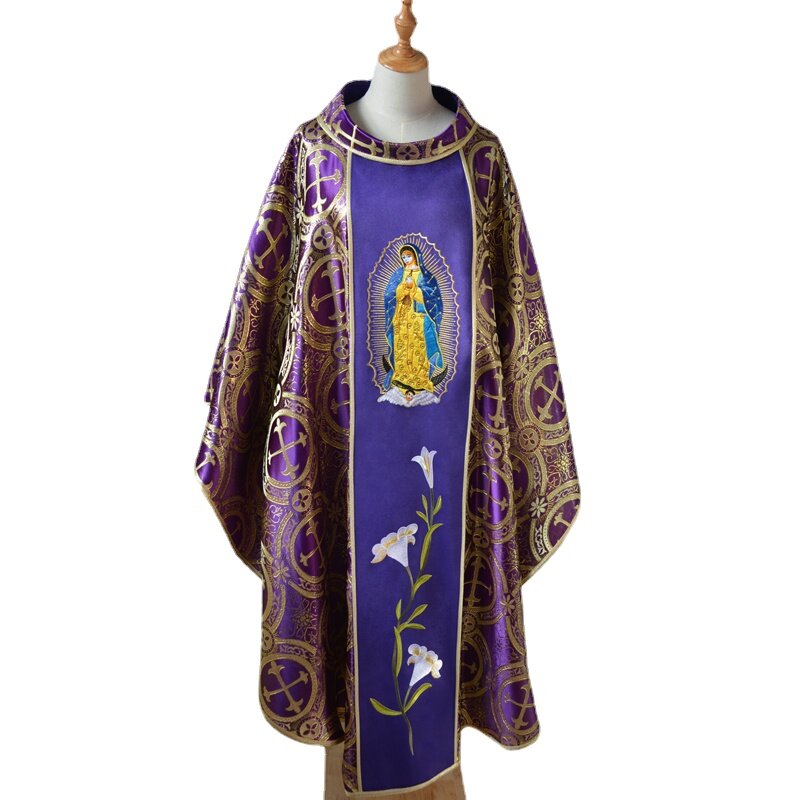 Costume de prêtre romain gothique Chasuble, vêtements de clergé, robe de Notre-Dame d'Iissa Upe, vêtement d'église catholique de la Vierge Marie