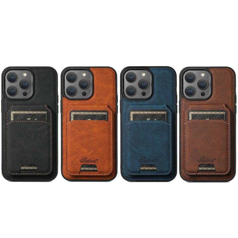 SUTENI-Étui de téléphone portefeuille en cuir Magsafe, porte-cartes, étui de poche magnétique pour iPhone 12, 13, 14, 15, Pro Max Plus, Ultra