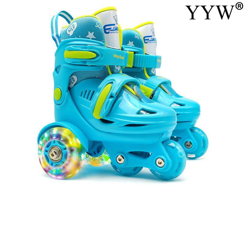Patines de ruedas de doble fila para niños, patines en línea de PU elásticos ajustables, frenos de doble zapato de PVC, patín de rueda auxiliar seguro, 2-8